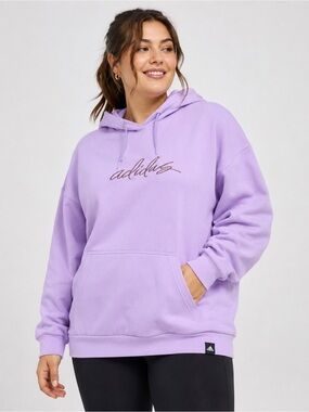 Adidas Women’s 2X Lavender Purple Embroidered Logo Pullover Hoodie